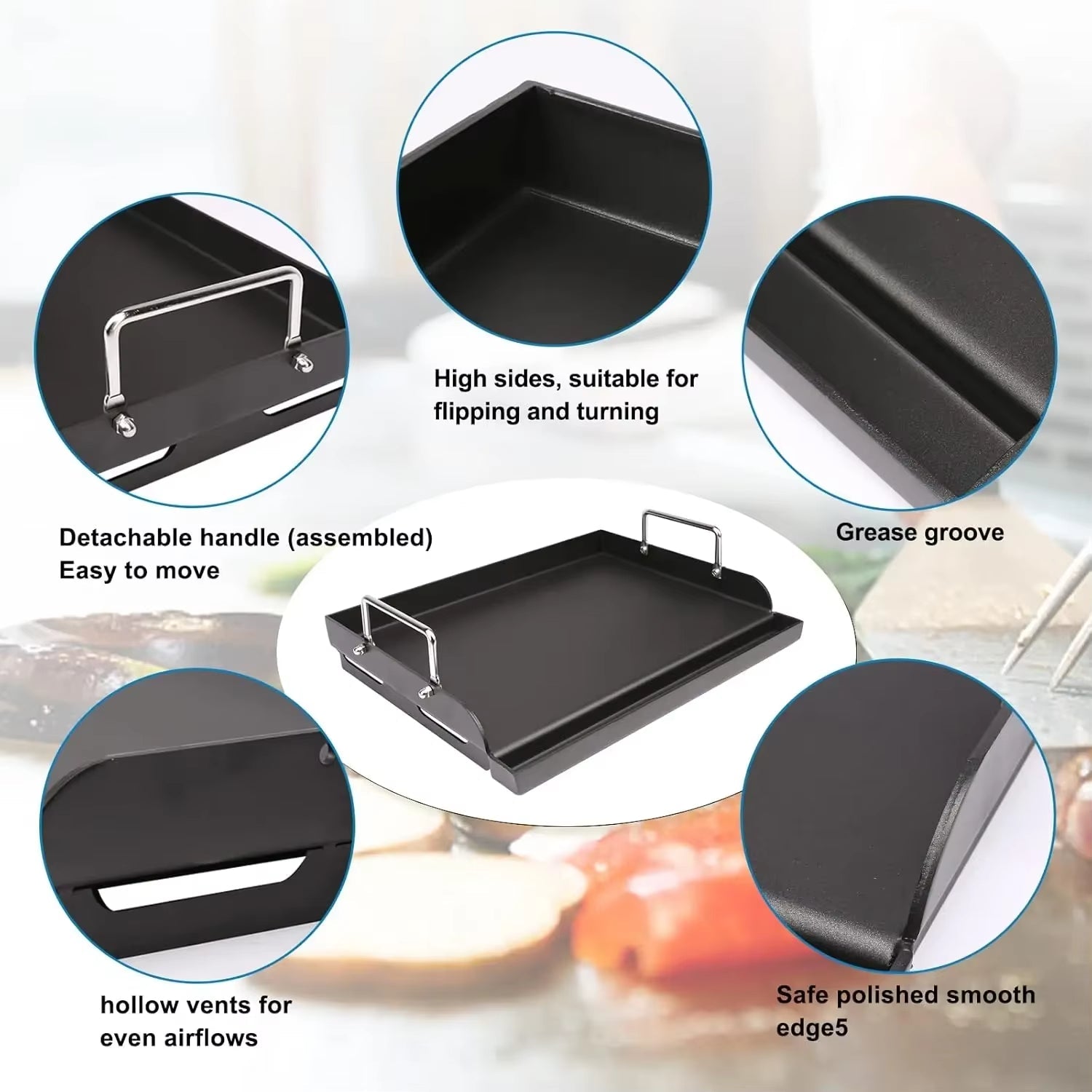 Flat Top Cast Iron Griddle Insert for Outdoor Gas Grill