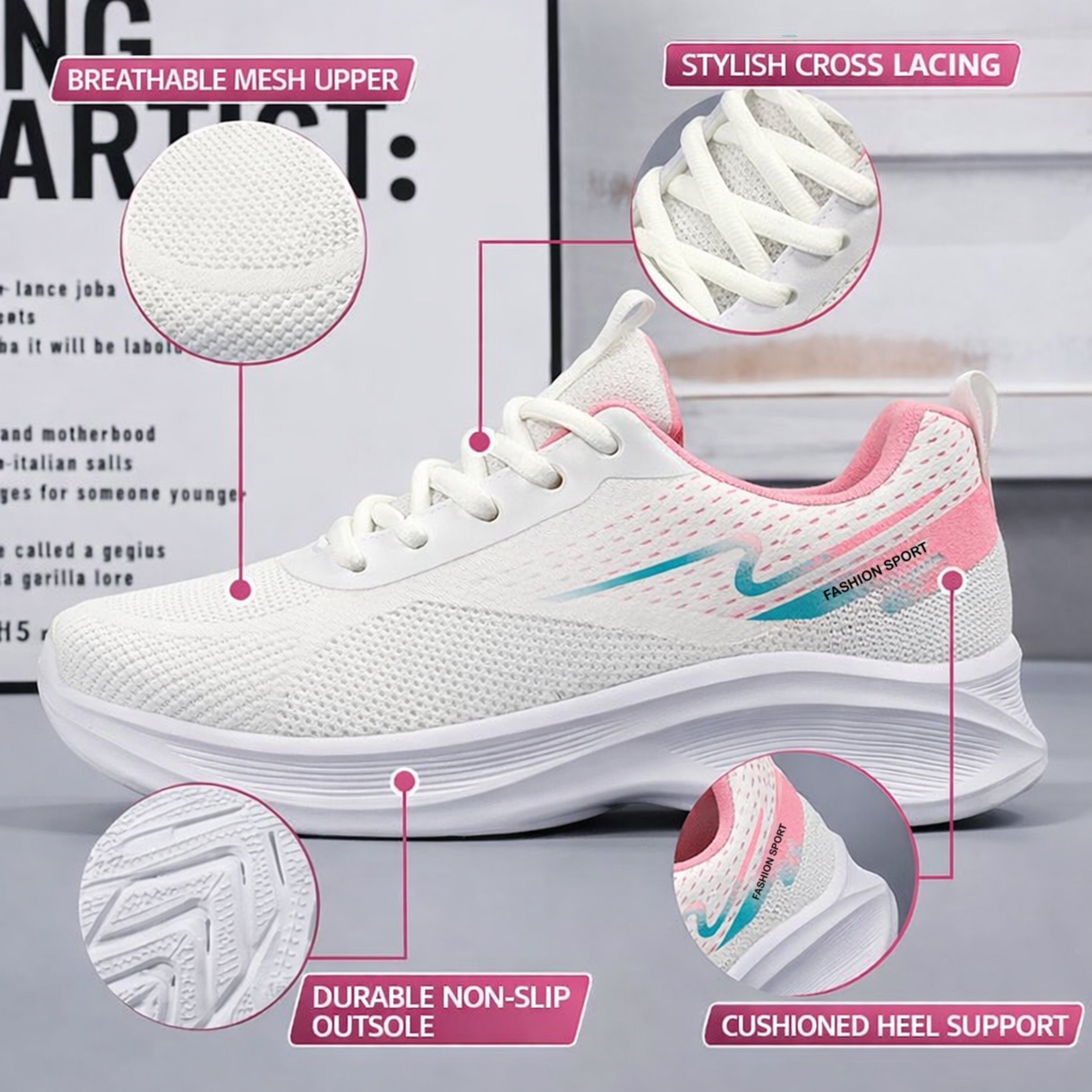 Orthopedic Women’s Lightweight Running Sneakers – Comfortable Lace-Up Shoes with Anti-Slip Sole