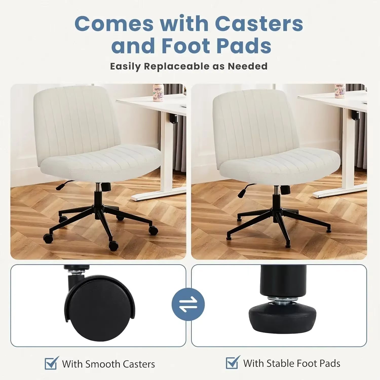 Criss Wheels Cross Legged Armless Wide Dual-Purpose Base