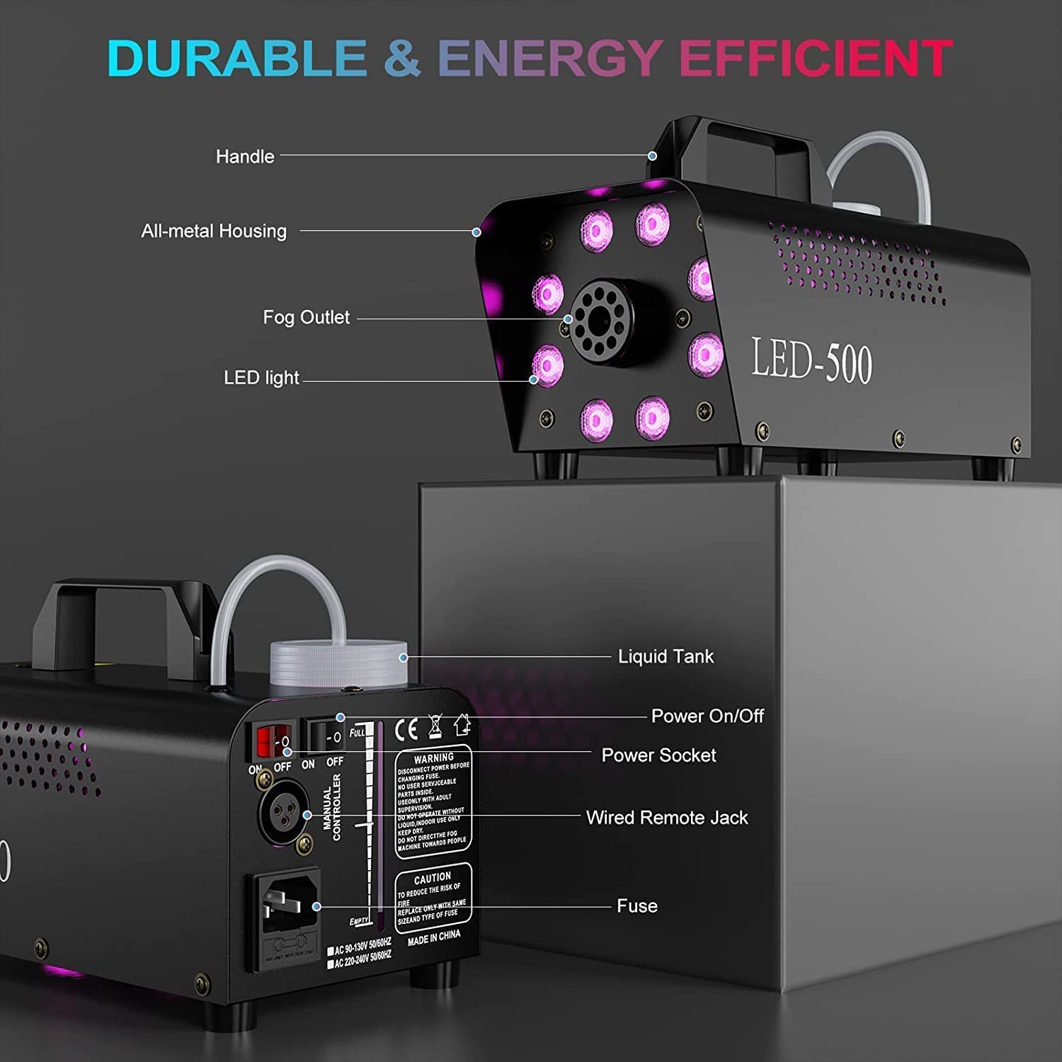 Fog Machine, Smoke Machine with 13 Colorful LED Lights