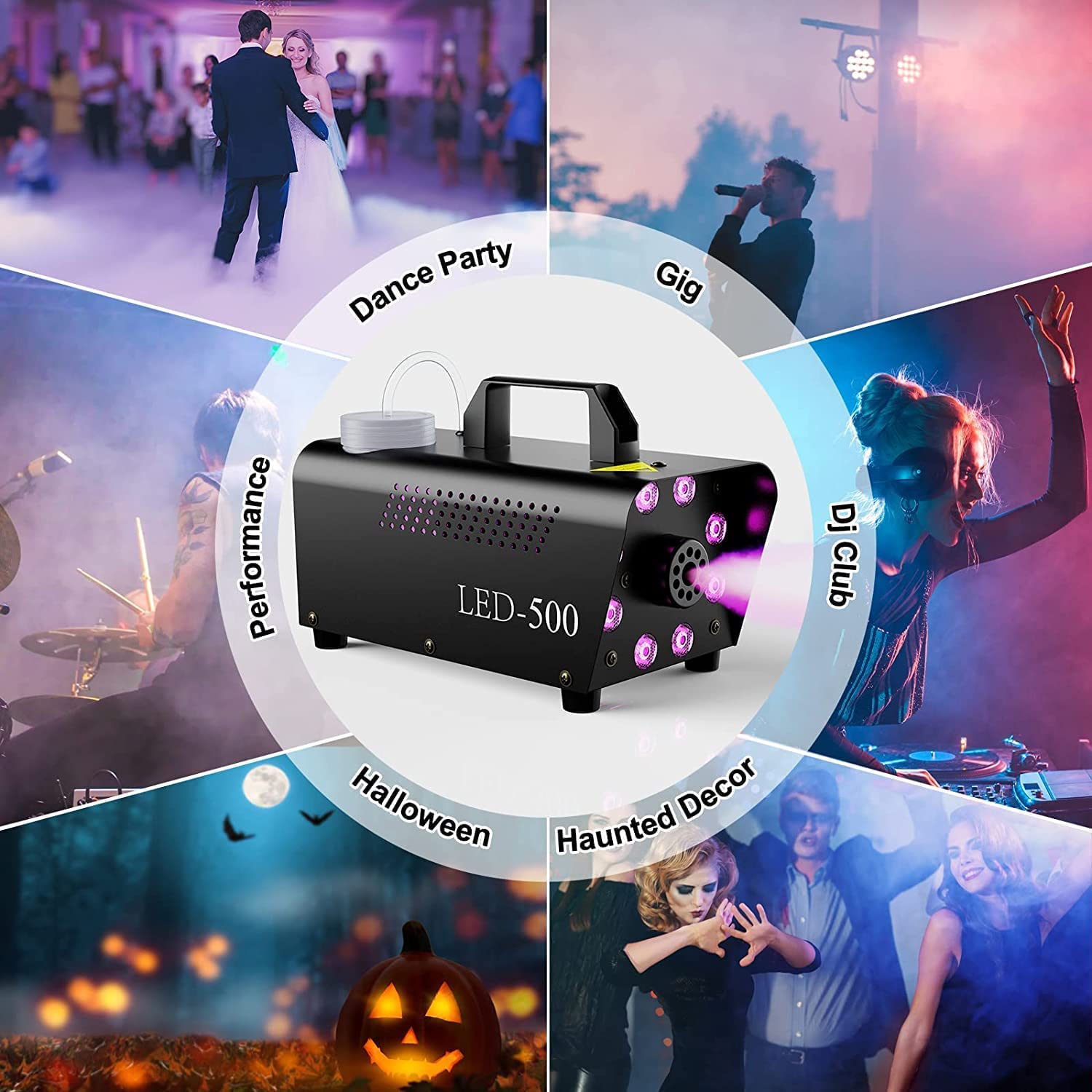 Fog Machine, Smoke Machine with 13 Colorful LED Lights
