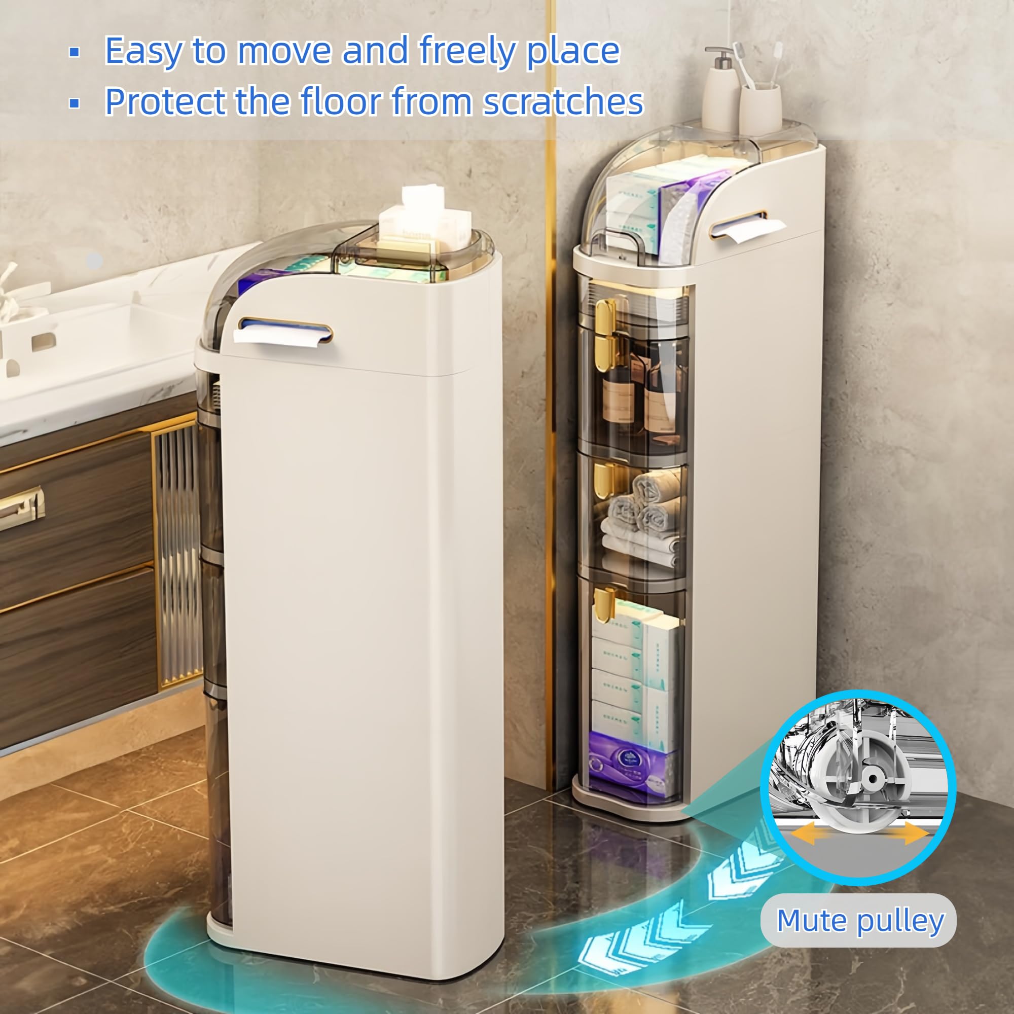 2/3/4-Tiers Slim Bathroom Storage Cabinet