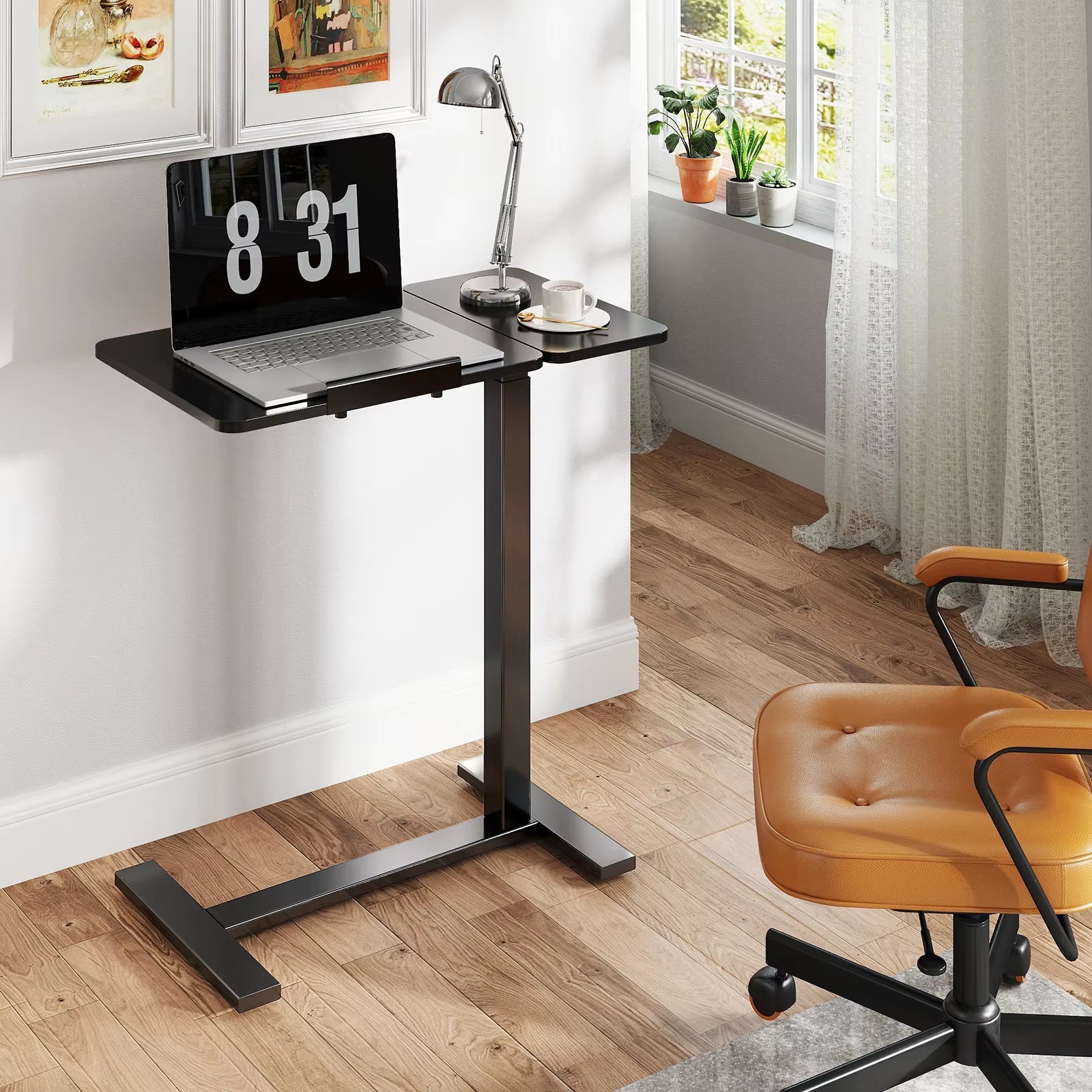 Overbed Bedside Flip Lap Desk with Wheels and Tilt Top Adjustable Height