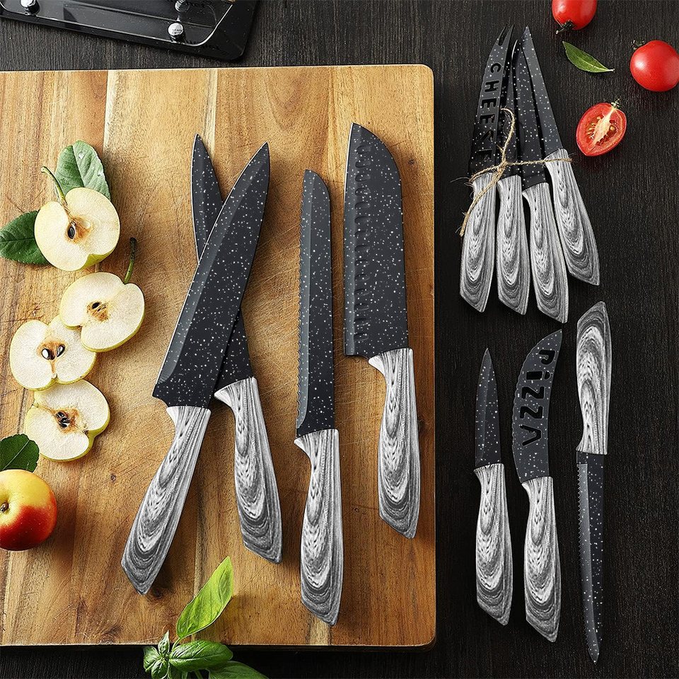 All in one Kitchen Knife Set with Block, 19 PCS