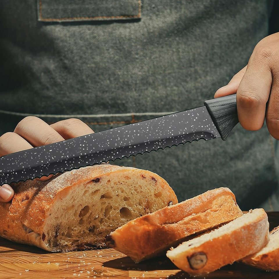 All in one Kitchen Knife Set with Block, 19 PCS