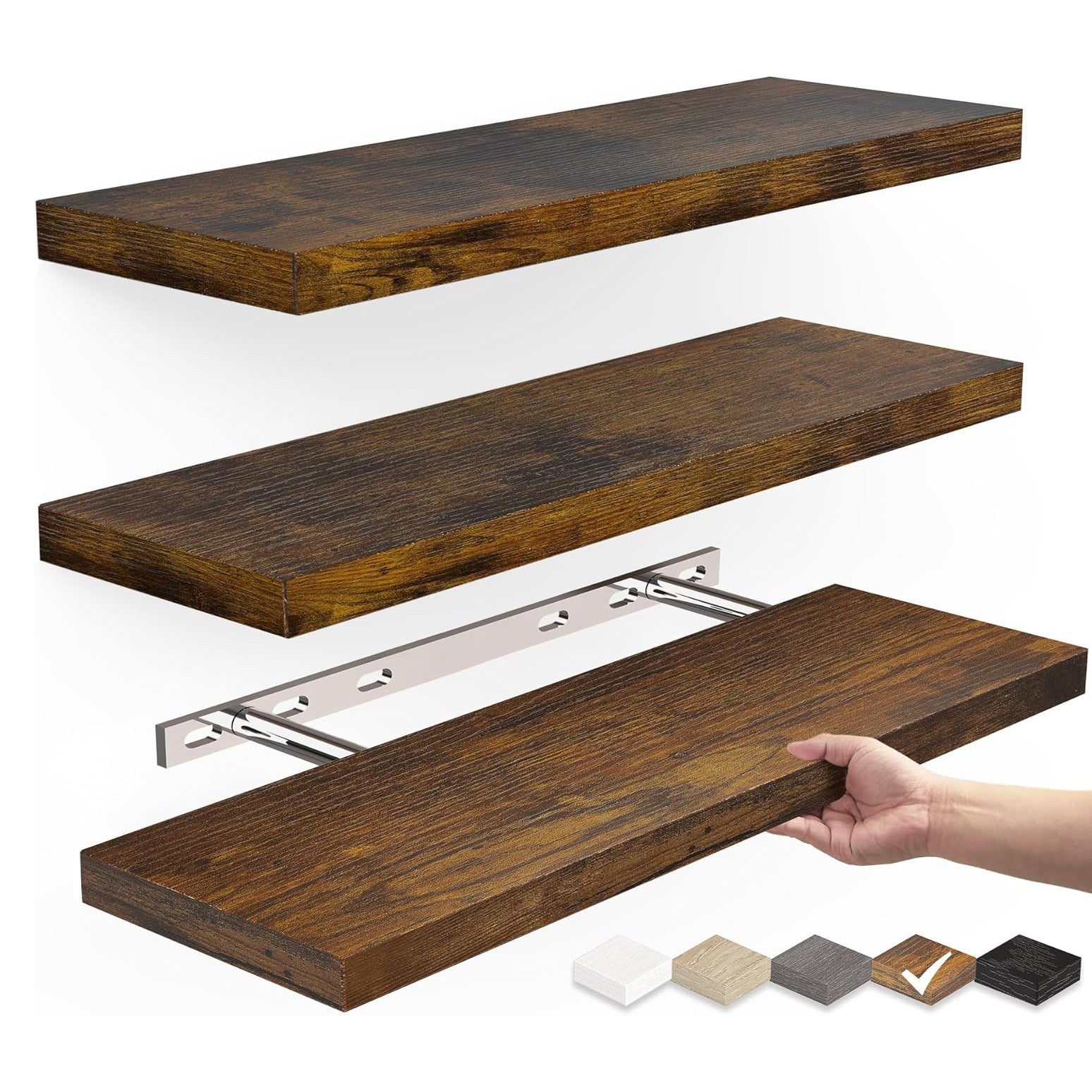 3 Pack Floating Shelves for Wall - 16 Inch Wall Shelves