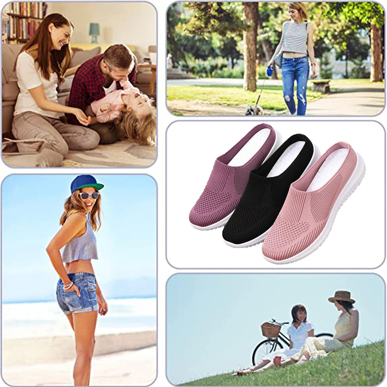 Orthopedic Women’s Breathable Slip-On Mesh Mules – Closed-Toe Walking Shoes