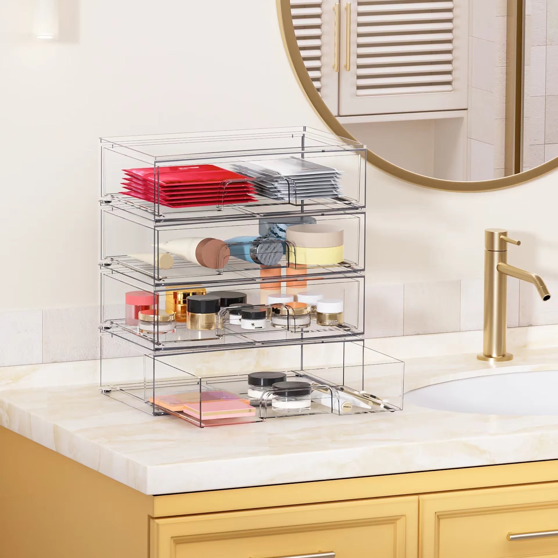 Desktop Jewelry Box Household Transparent Skin Care Product Storage Cabinet