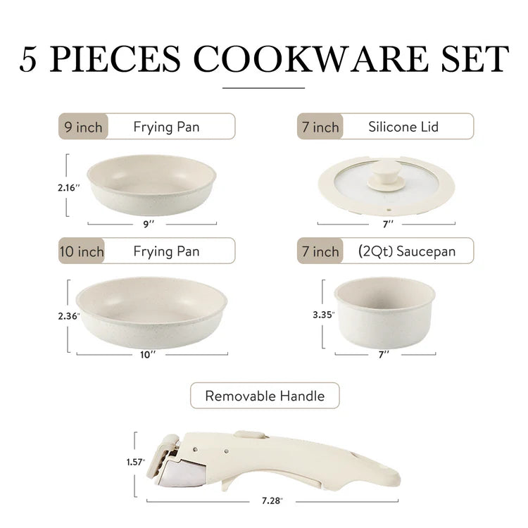 5-Piece Ceramic Pots and Pans Set Non Stick