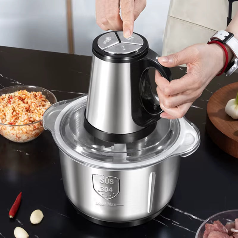 Electric Meat Mincer Grinder Stainless Steel Chopper 5L Food Processor Garlic Mu