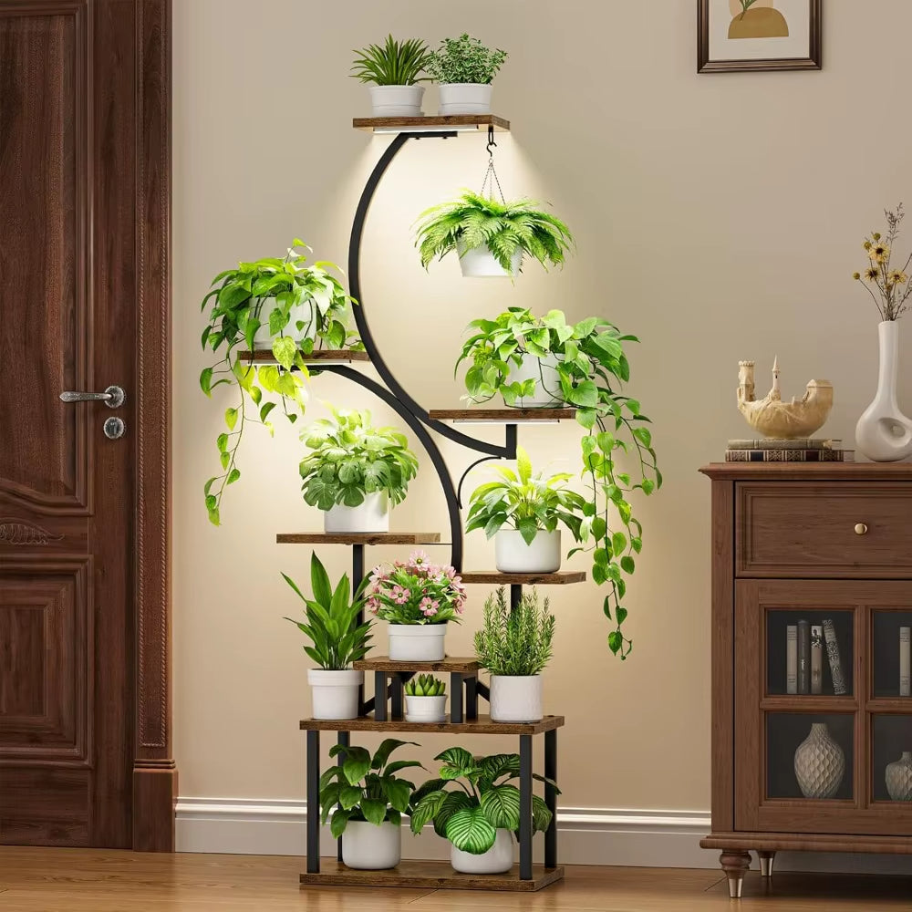 Plant Stand Indoor with Grow Lights - 62" Tall Plant Shelf