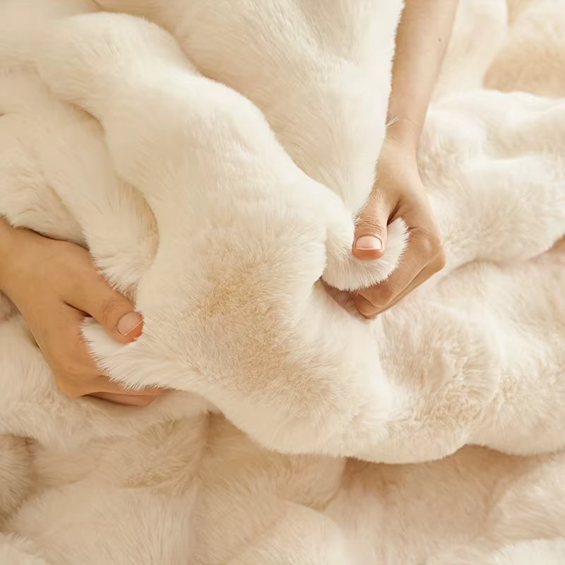 Faux Rabbit Fur Throw Blanket