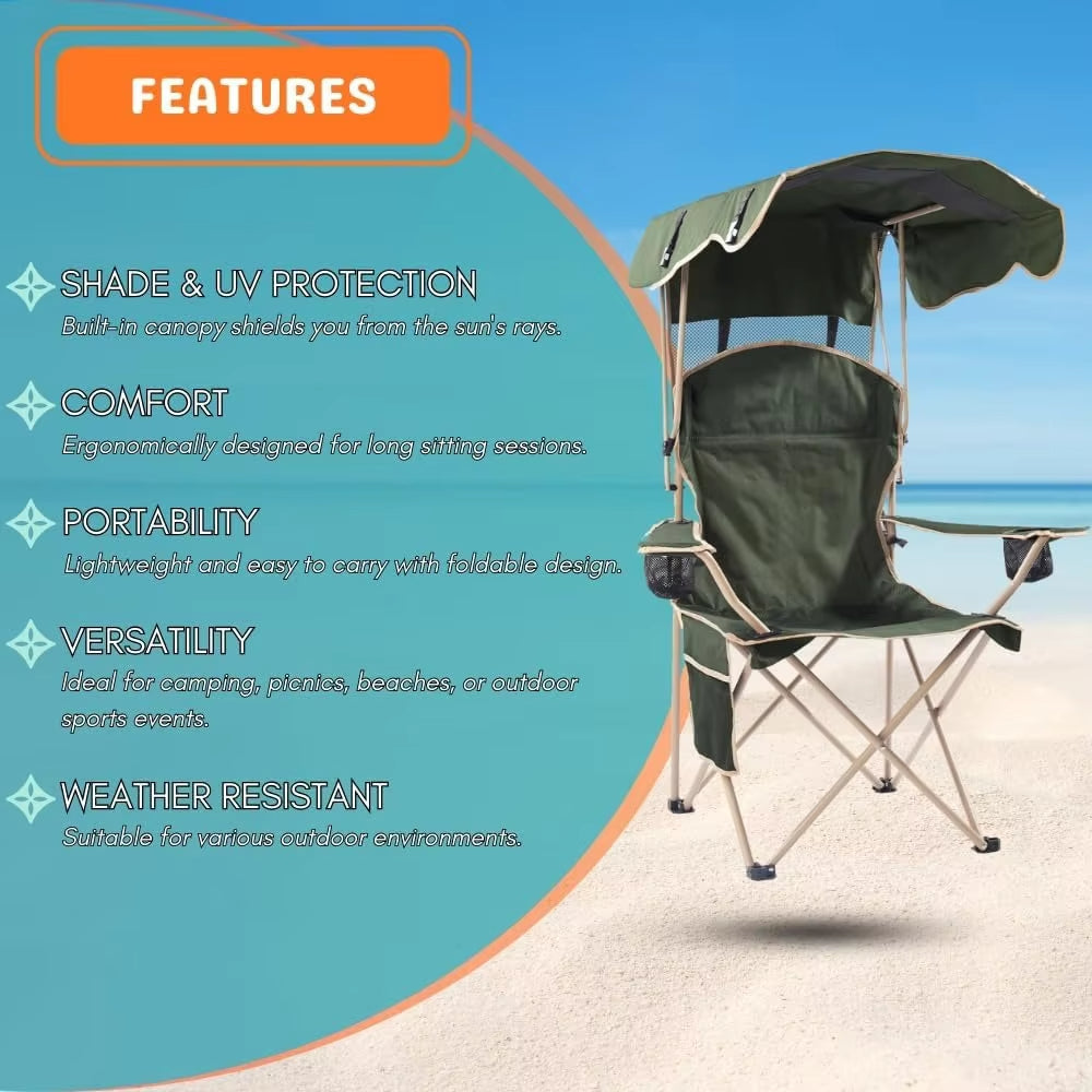 Portable Folding Camping Chairs with Canopy Shade