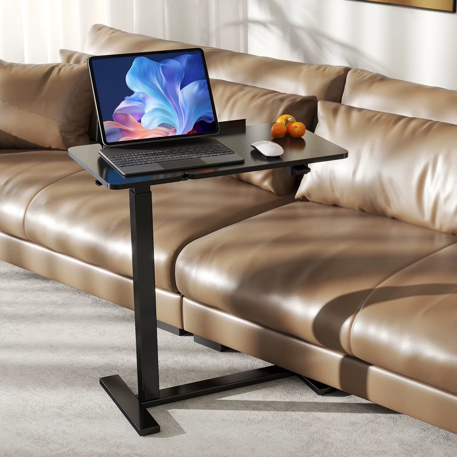 Overbed Bedside Flip Lap Desk with Wheels and Tilt Top Adjustable Height