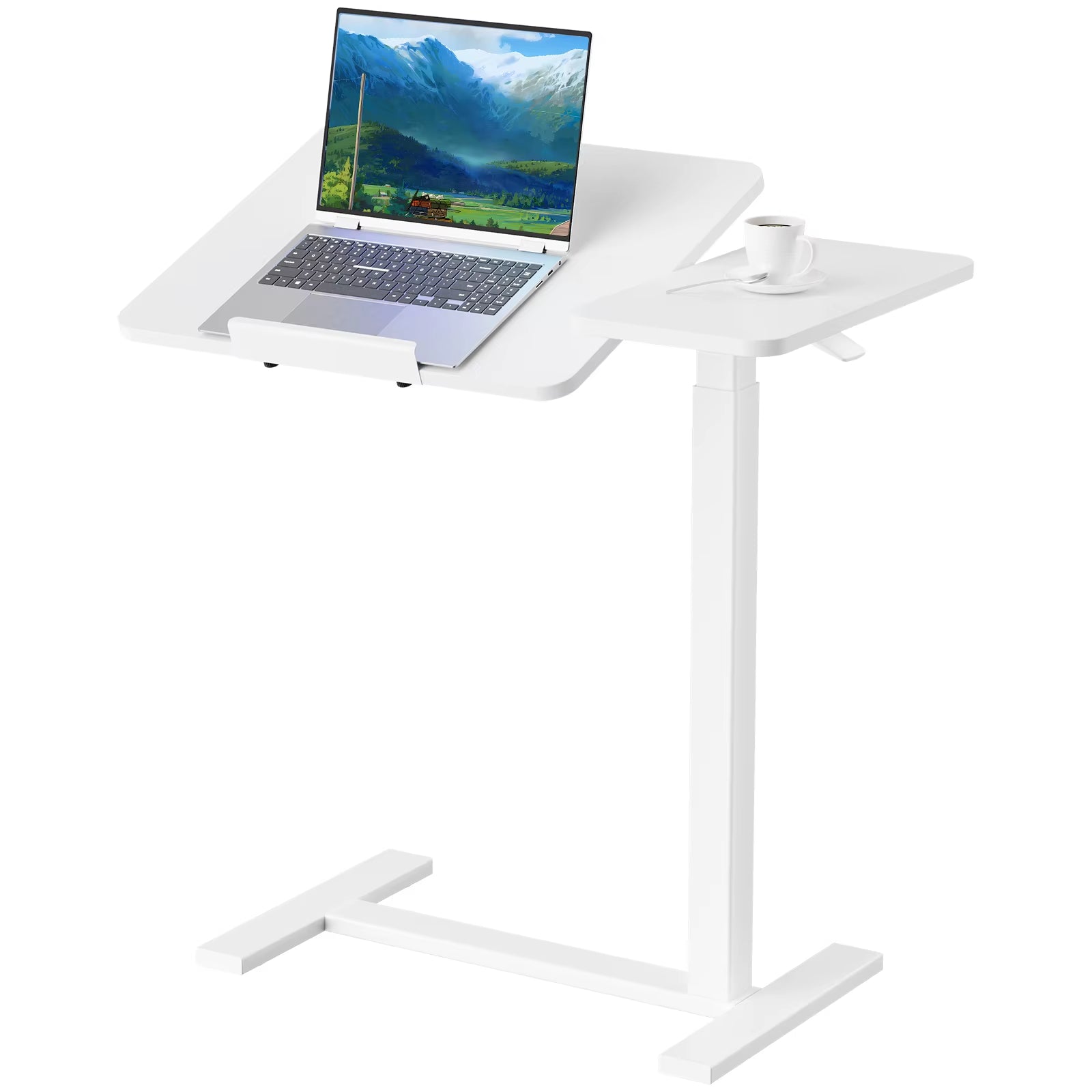 Overbed Bedside Flip Lap Desk with Wheels and Tilt Top Adjustable Height