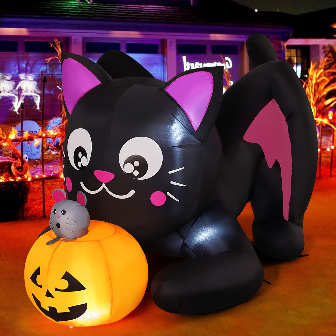 5 FT Halloween Inflatables Cat Outdoor Decorations