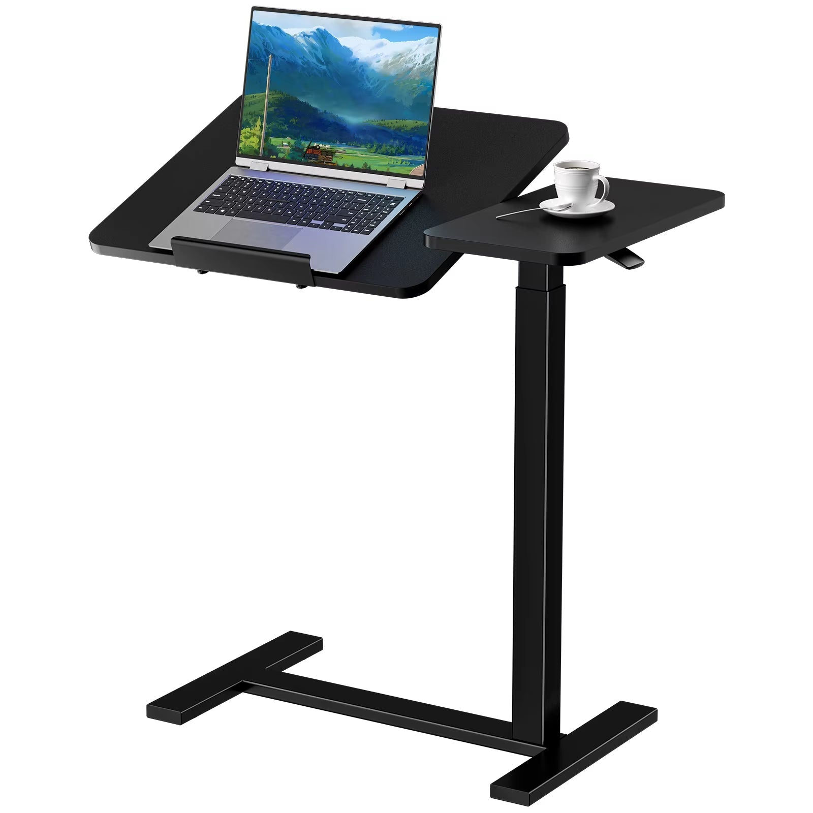 Overbed Bedside Flip Lap Desk with Wheels and Tilt Top Adjustable Height