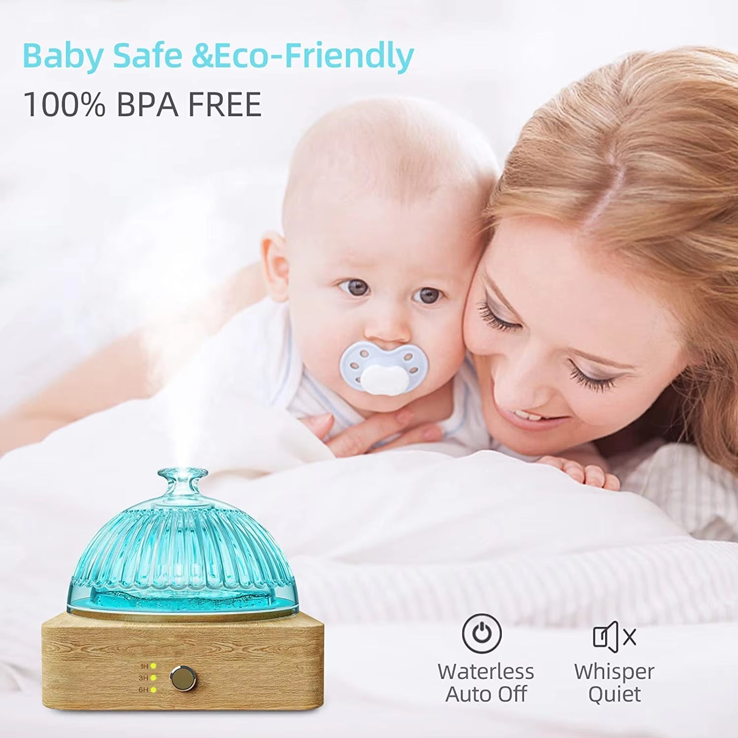 Glass Essential Oil Diffuser Wood Base 200ml