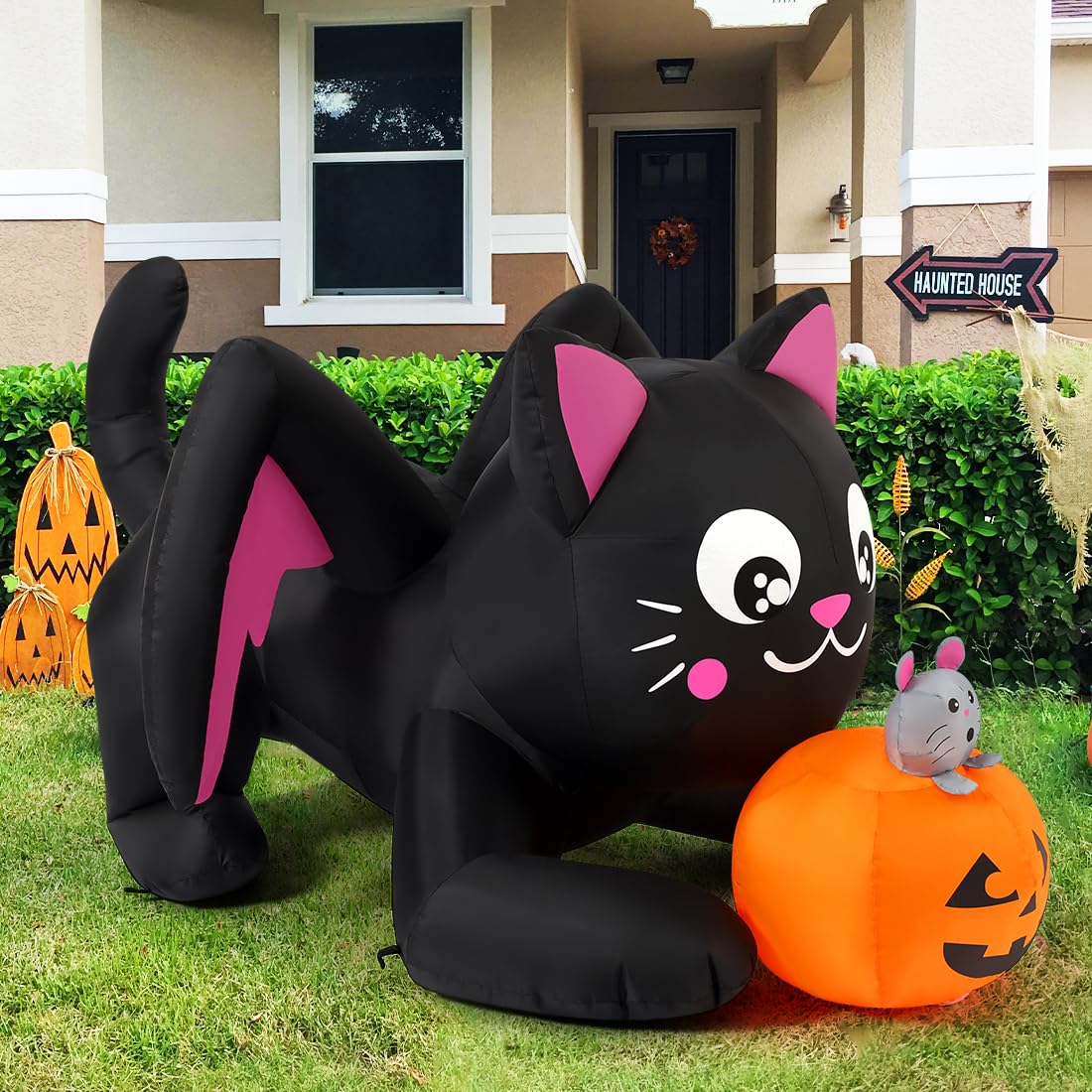 5 FT Halloween Inflatables Cat Outdoor Decorations