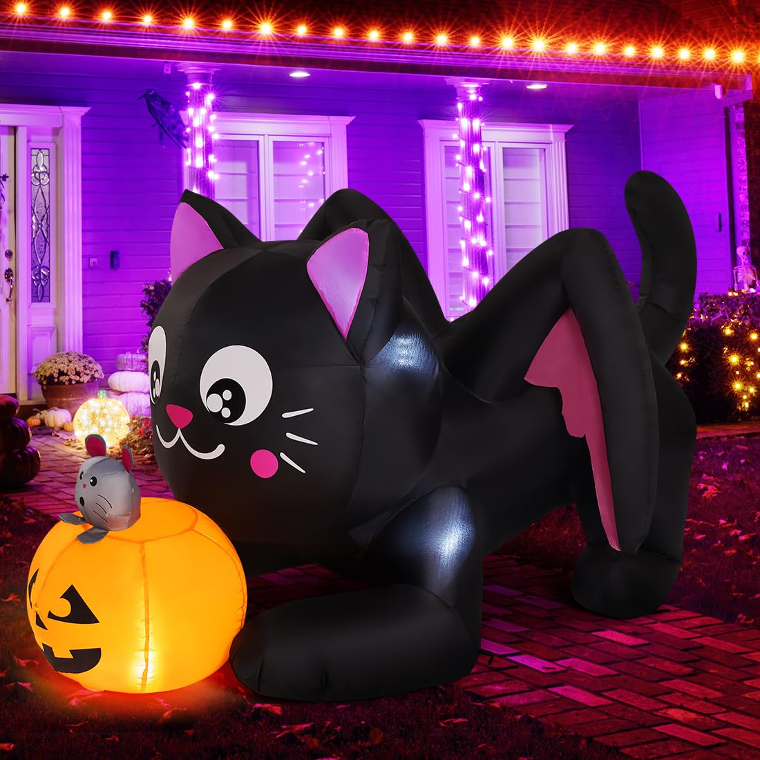 5 FT Halloween Inflatables Cat Outdoor Decorations