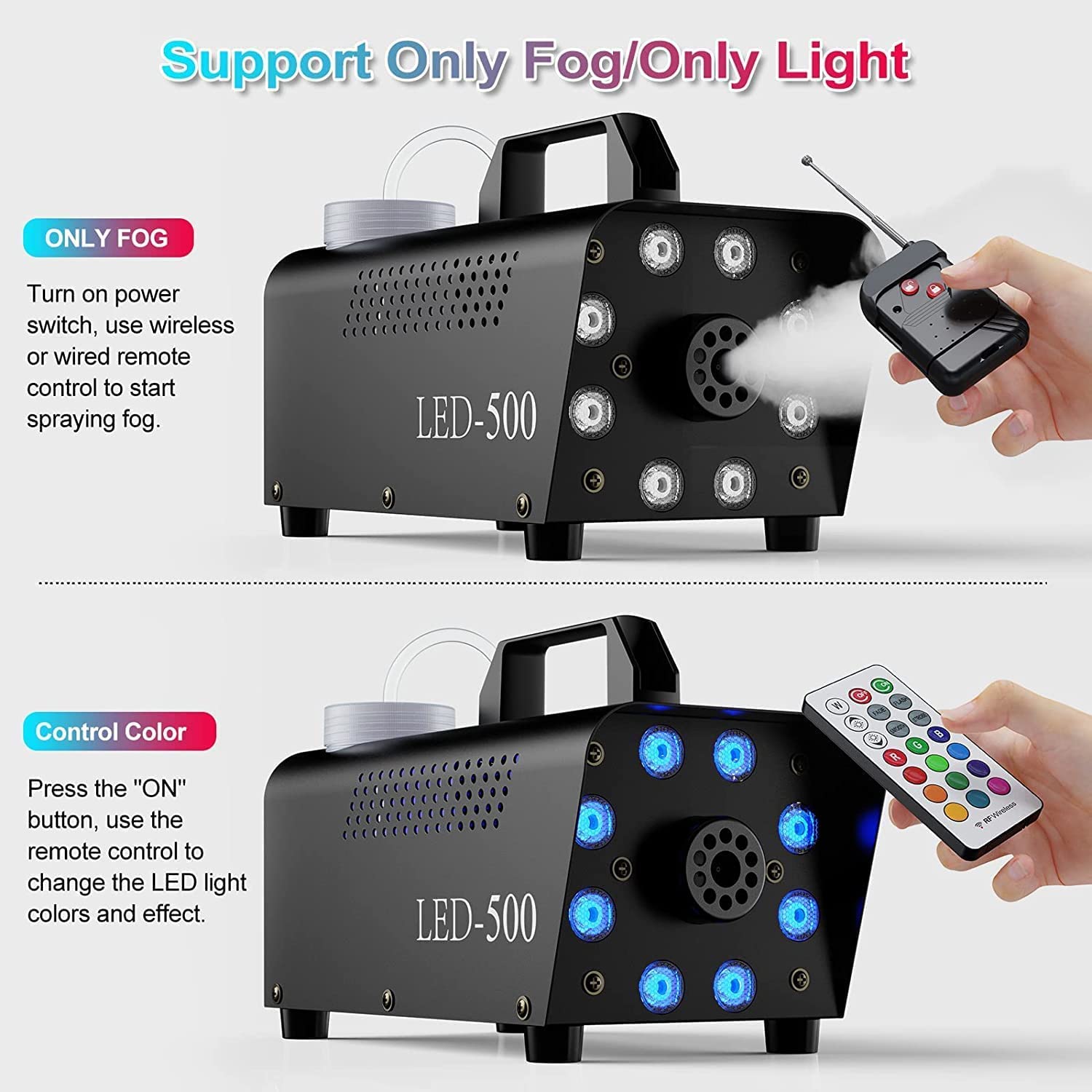 Fog Machine, Smoke Machine with 13 Colorful LED Lights