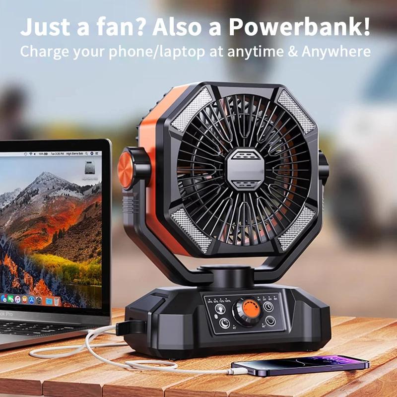 Camping Fan with 4 LED Lantern 8 Speeds Desk Fan 20000mAh Battery