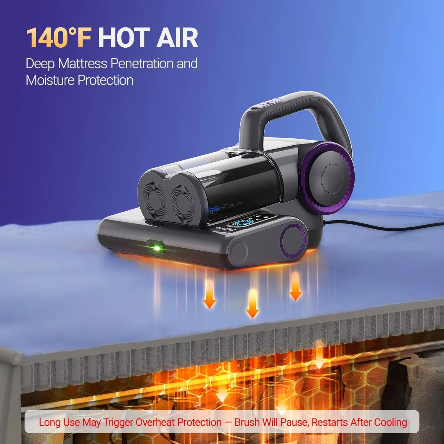 Mattress Vacuum Cleaner, 16Kpa Bed Vacuum Cleaner with 253.7nm UV-C Light