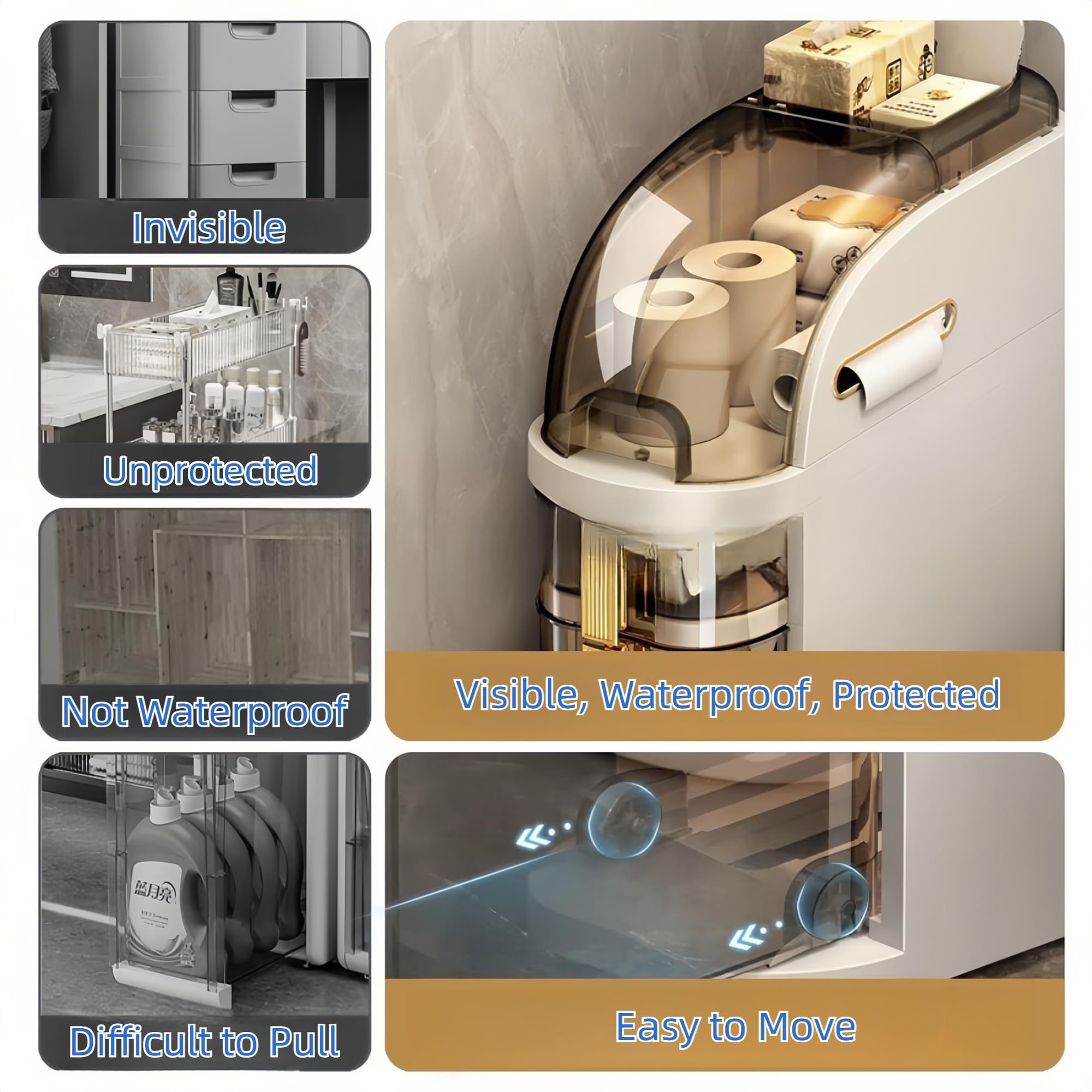 2/3/4-Tiers Slim Bathroom Storage Cabinet