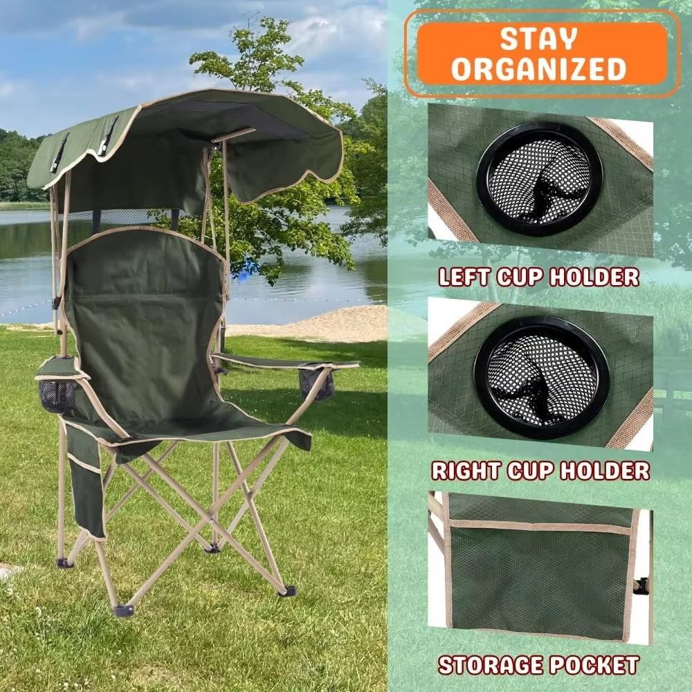 Portable Folding Camping Chairs with Canopy Shade