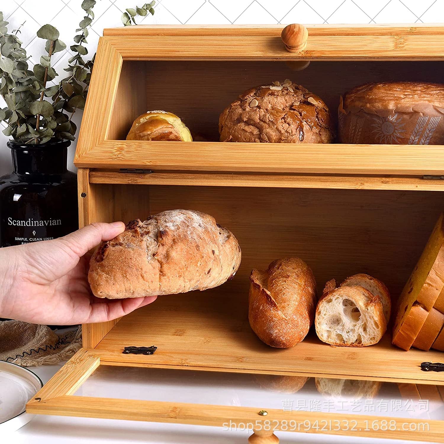 Large-capacity Wood Bread Box Reusable