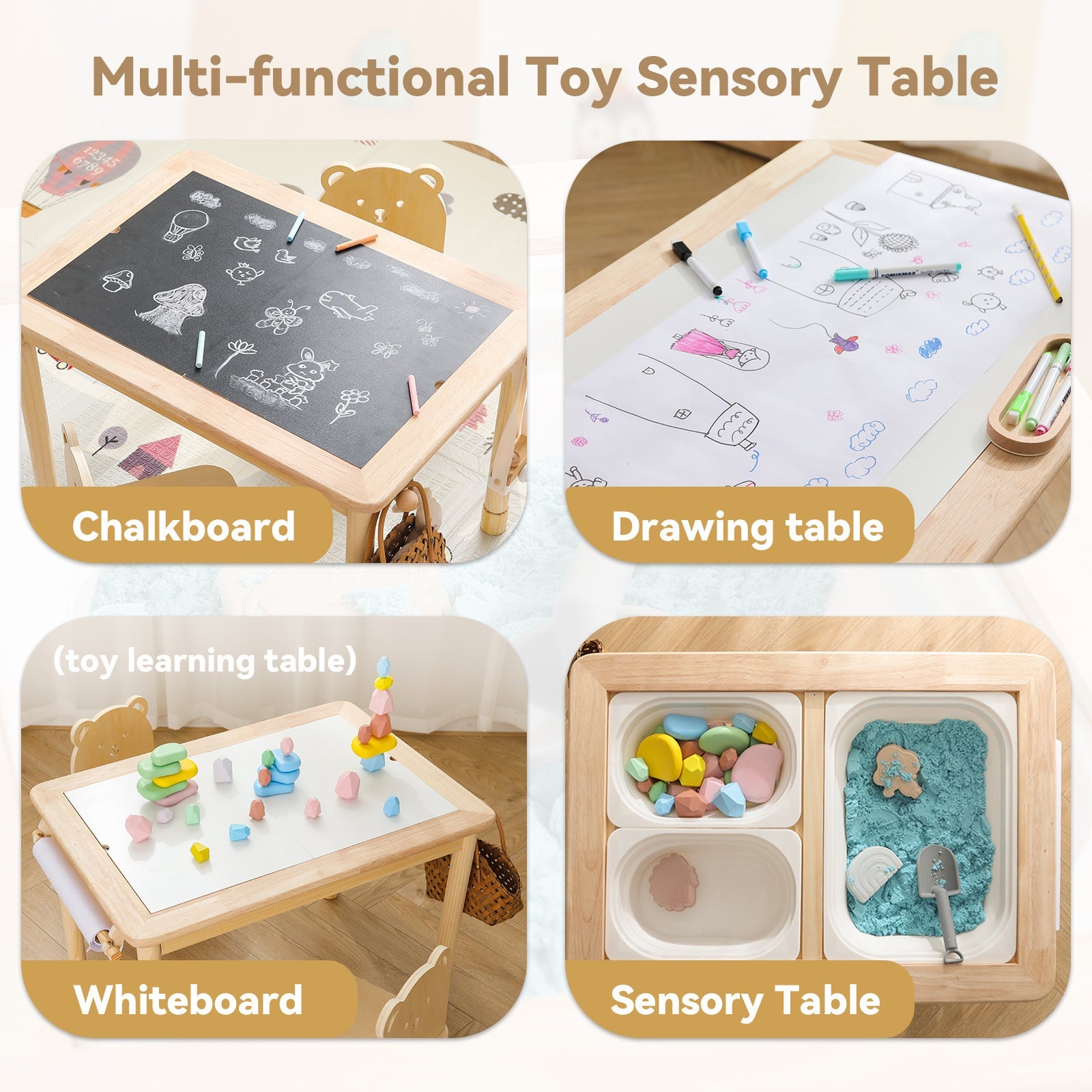 Wooden Sensory Table for Kids