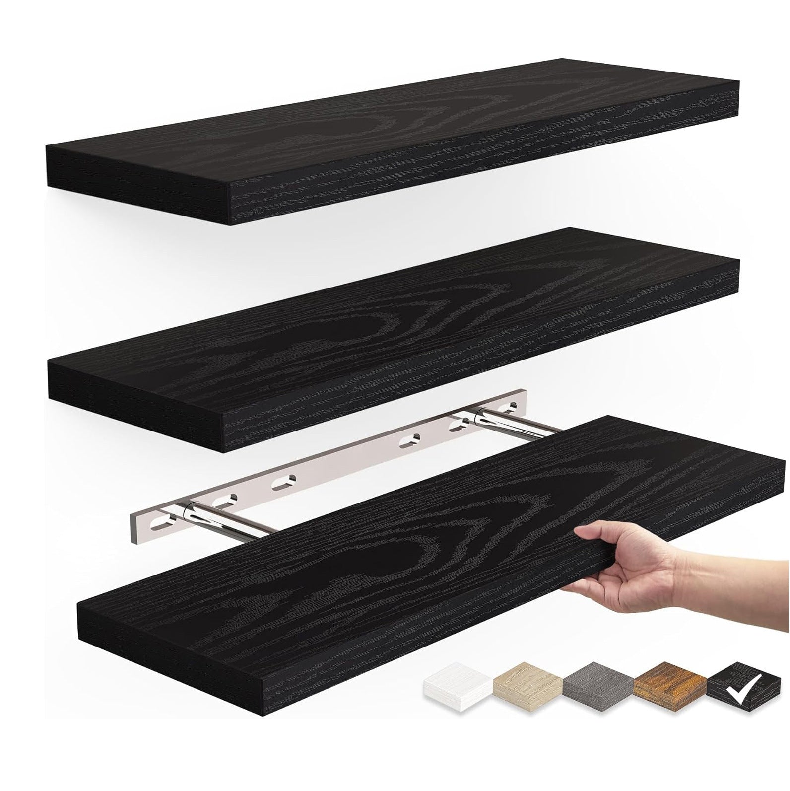 3 Pack Floating Shelves for Wall - 16 Inch Wall Shelves