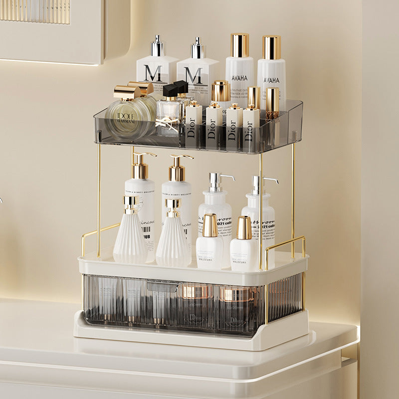 2-Tier 1-Drawer Cosmetic Makeup Organizer with Compartment