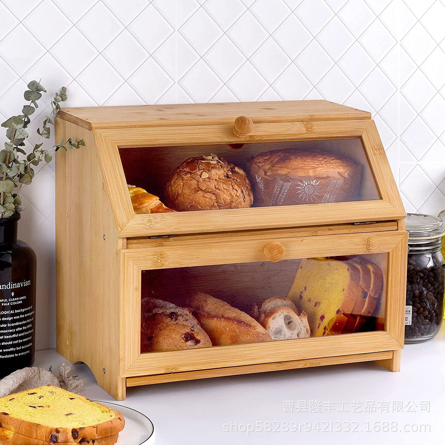 Large-capacity Wood Bread Box Reusable