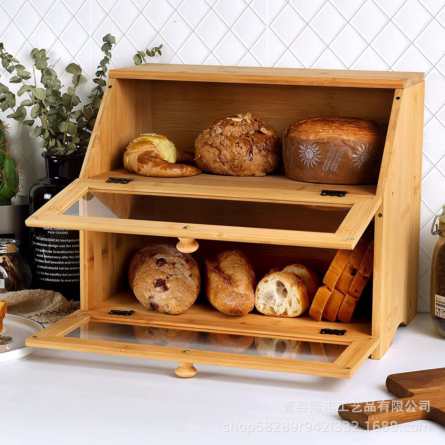 Large-capacity Wood Bread Box Reusable
