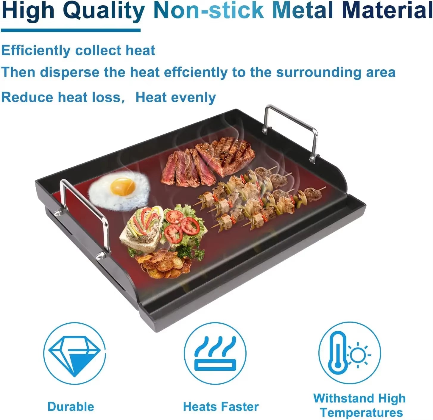 Flat Top Cast Iron Griddle Insert for Outdoor Gas Grill