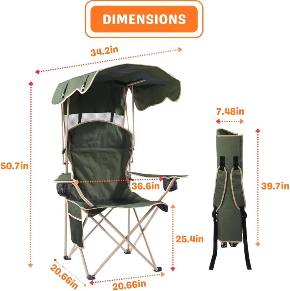Portable Folding Camping Chairs with Canopy Shade