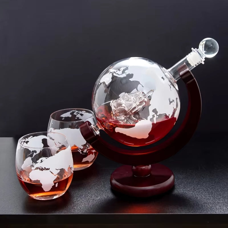 Whiskey Decanter Globe Wine Aerator Glass Sets