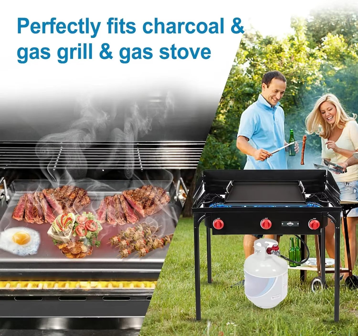 Flat Top Cast Iron Griddle Insert for Outdoor Gas Grill