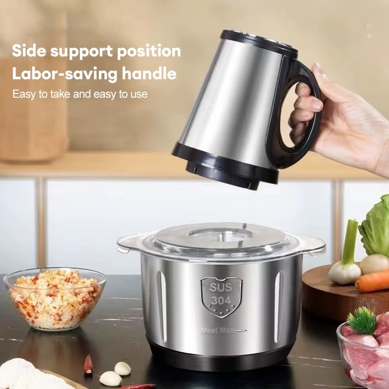 Electric Meat Mincer Grinder Stainless Steel Chopper 5L Food Processor Garlic Mu